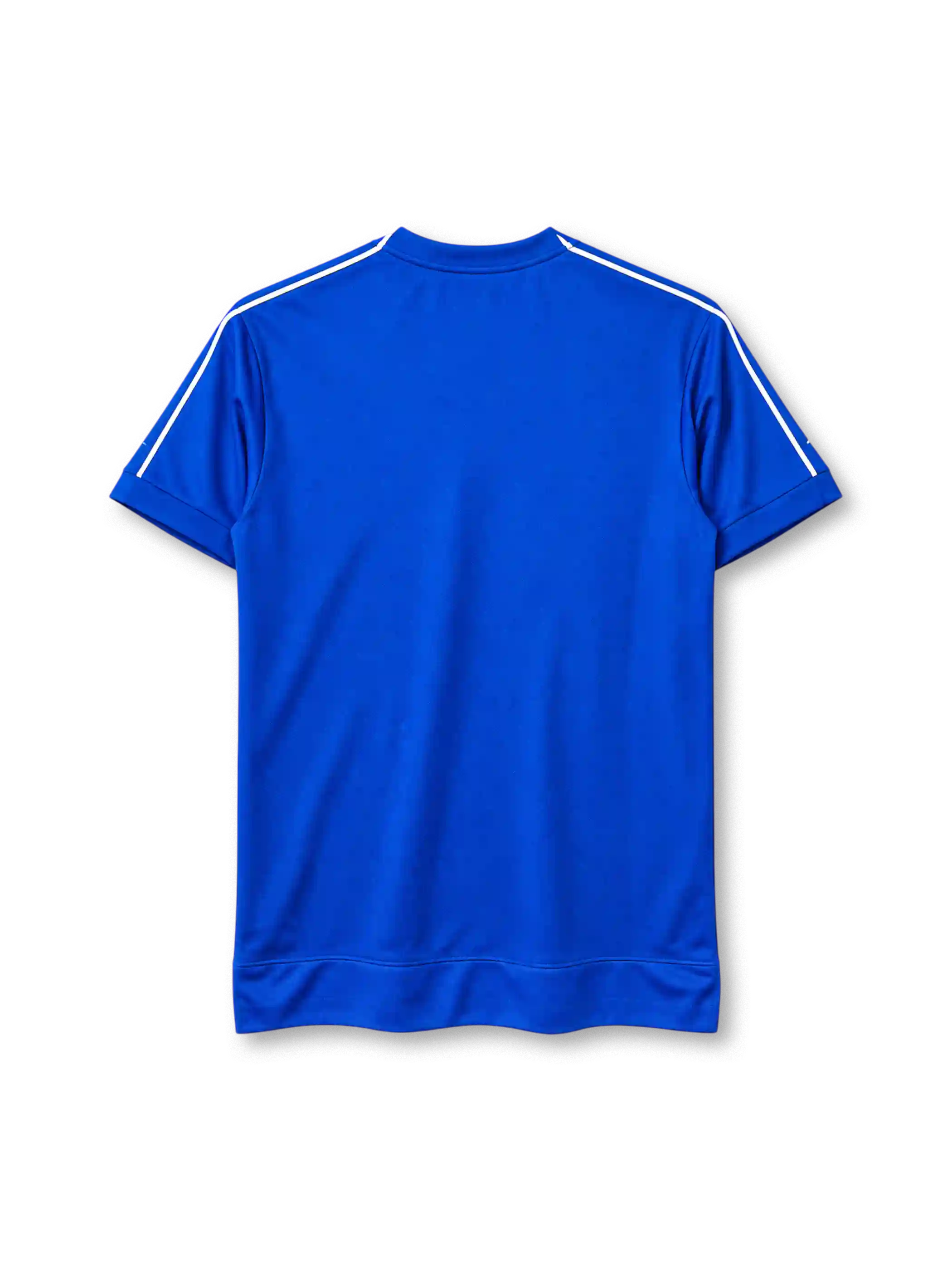 Juventus 1999-00 away jersey, front view, royal blue body, V-neck collar, repeating white Kappa logo bands on shoulders and sleeves with white piping, Kappa logo on right chest, oval Juventus crest with two gold stars on left chest, D+ Liberta Digitale sponsor logo, red Kappa tab on left cuff, stepped hem