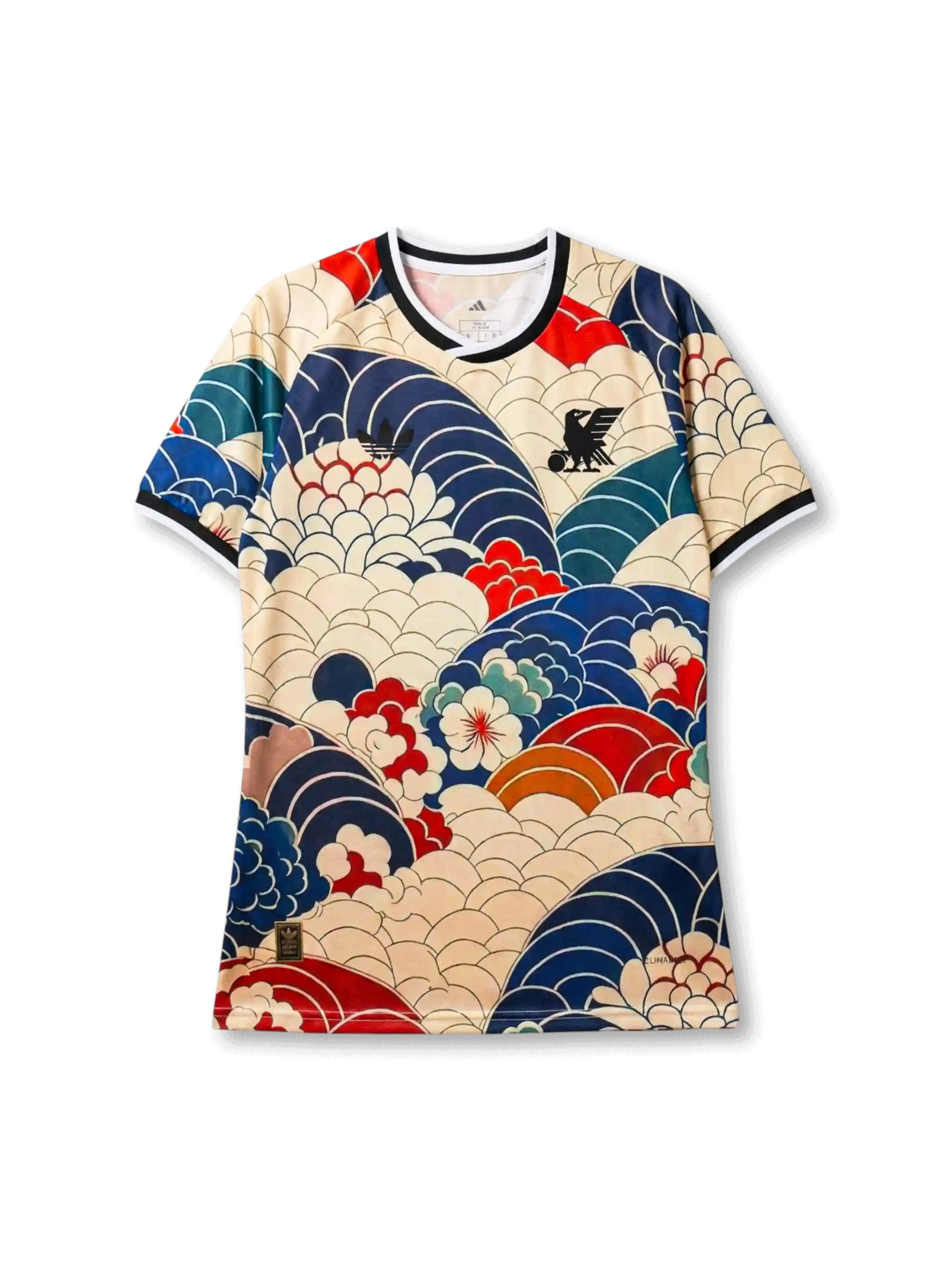 Japan 26/27 Layered Waves special edition jersey front with seigaiha wave and floral all-over print