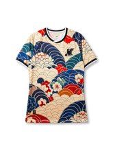 Japan 26/27 Layered Waves special edition jersey front with seigaiha wave and floral all-over print