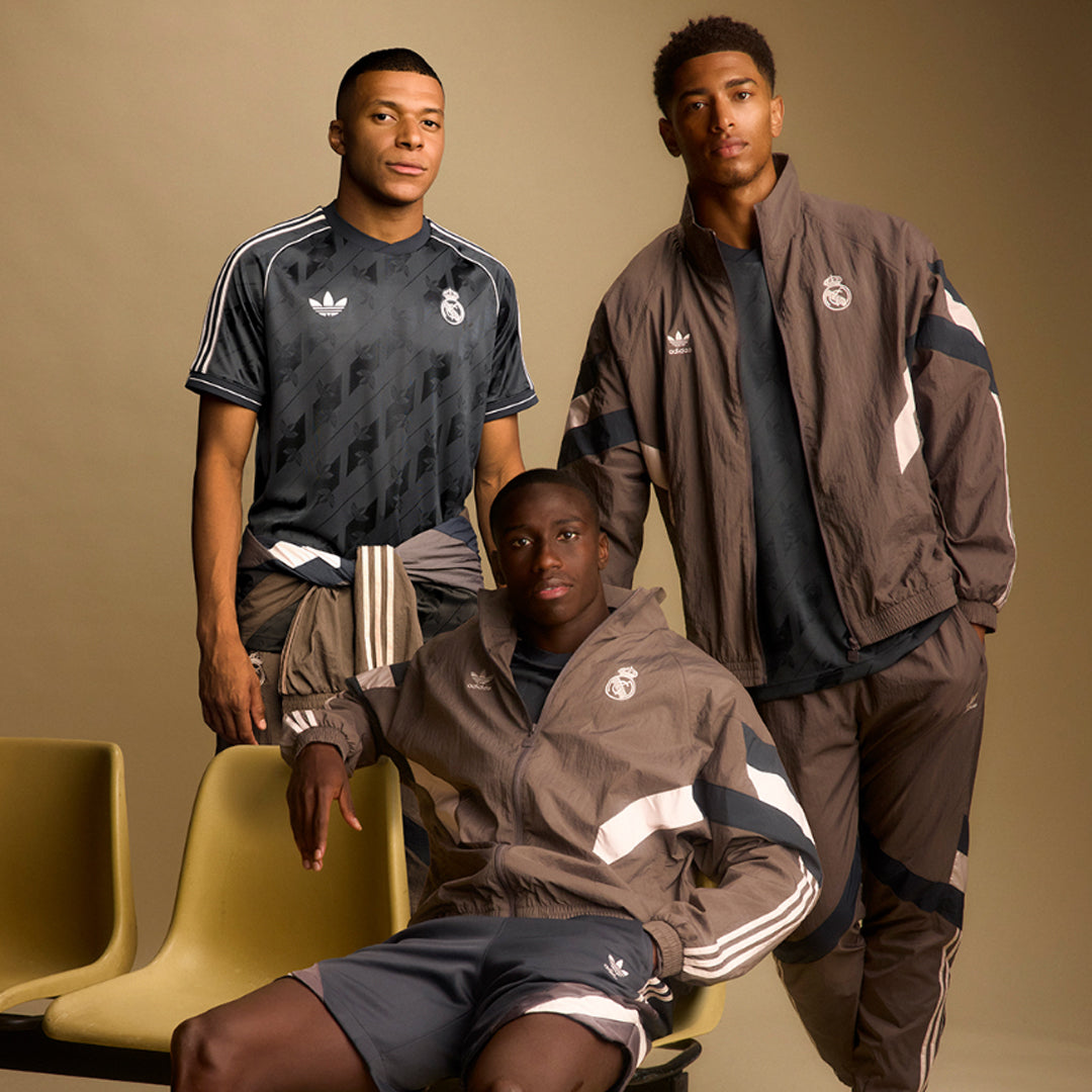 Los Blancos in unexpected grey. Real Madrid retro track jacket in the color they never wear.
