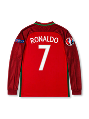 Portugal 2016 Euro Final Home Long Sleeve Shirt #7 Ronaldo