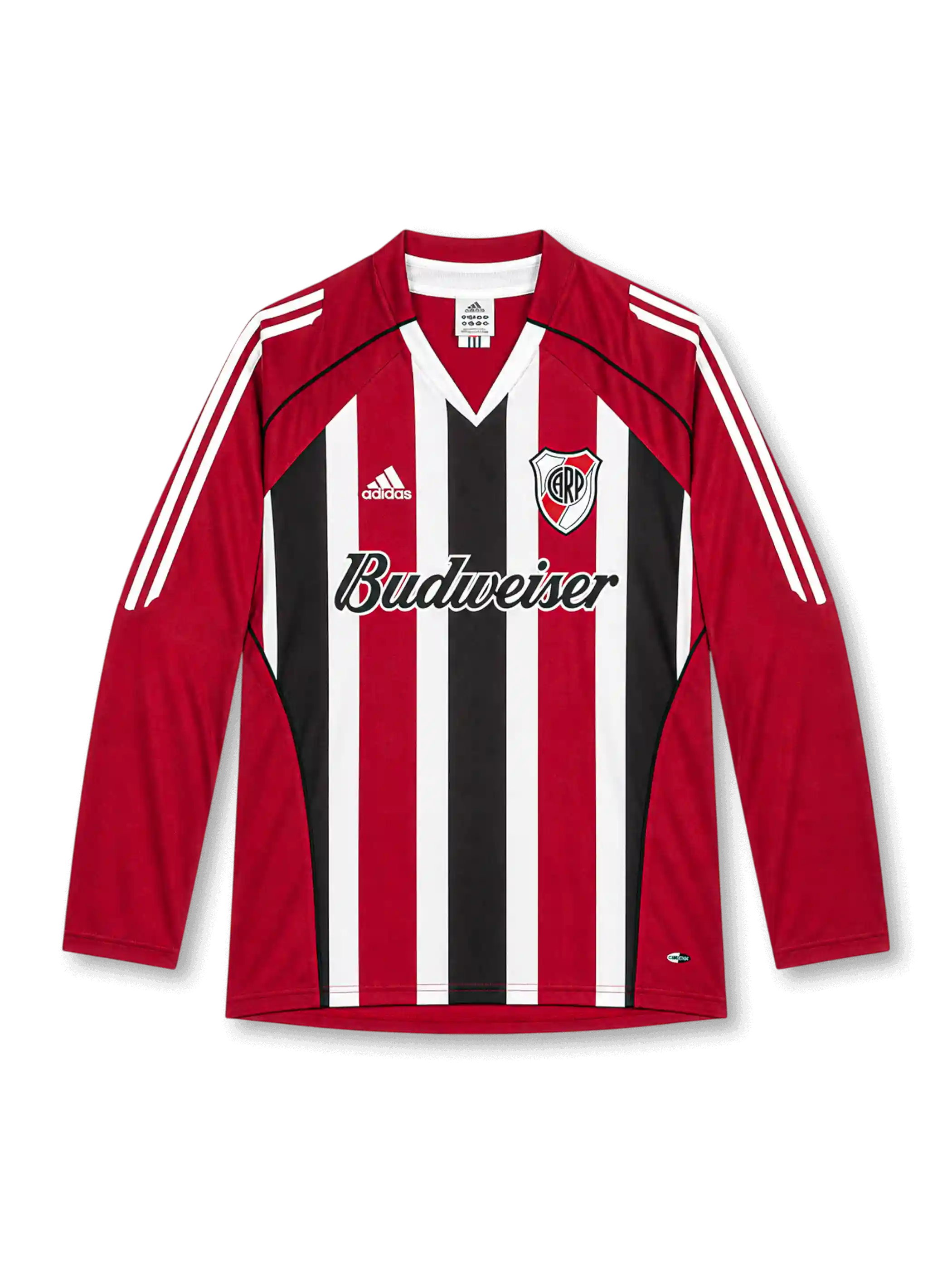 River Plate 2005 away Gallardo #10 jersey with red sleeves, black white red front stripes, Budweiser sponsor, and GALLARDO 10 back print