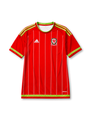 Wales 2015-16 home jersey in red with white pinstripes