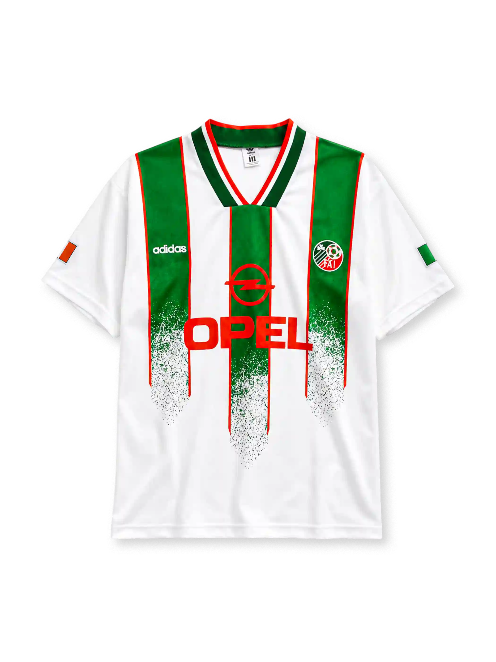 Republic of Ireland 1994 away jersey in white with green stripes