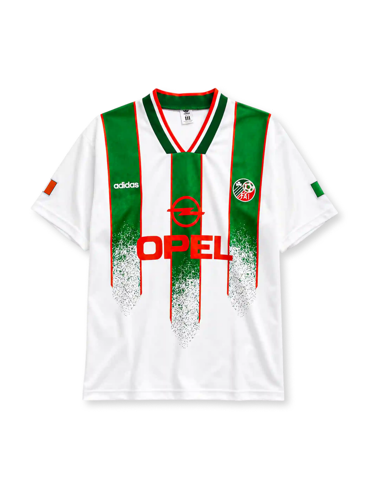 Republic of Ireland 1994 away jersey in white with green stripes