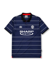 Manchester United 1999-00 away jersey in navy with white pinstripes