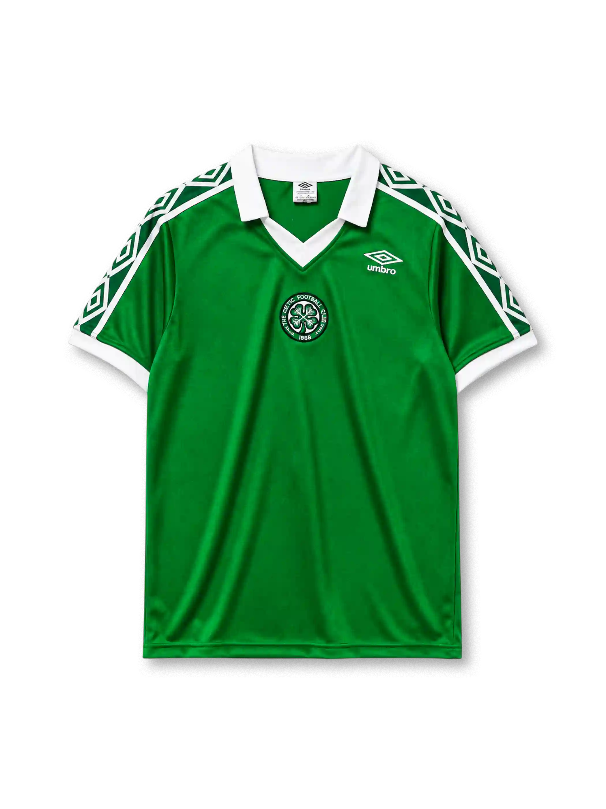 Celtic 1980 home football shirt by Umbro with diamond shoulder taping and club crest