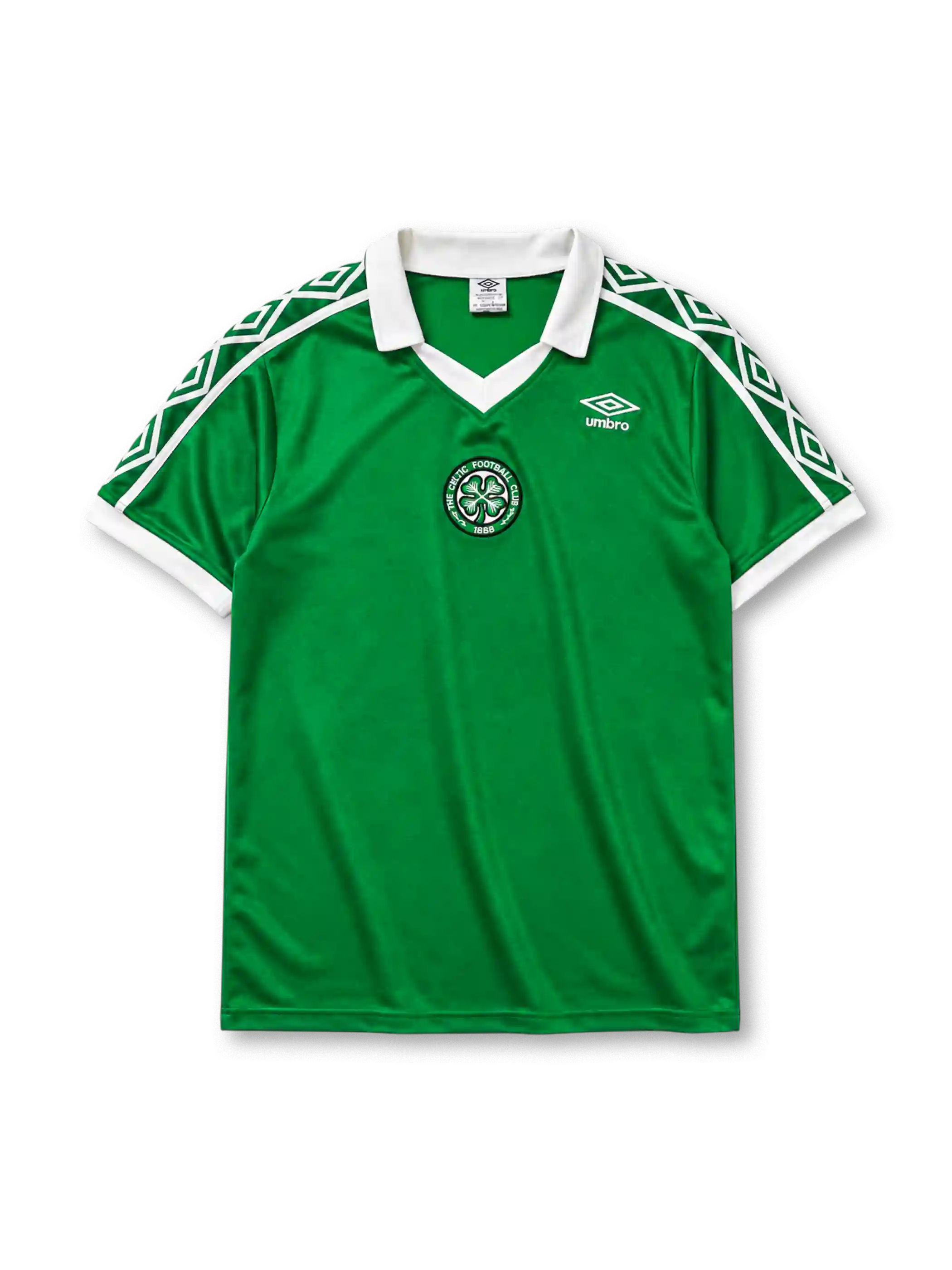 Celtic 1980 home football shirt by Umbro with diamond shoulder taping and club crest