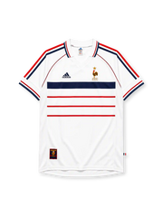 France 1998 away retro football shirt by Adidas with FFF rooster crest and gold star
