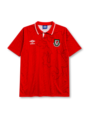 Wales 1992/94 home football shirt by Umbro with tonal dragon print and FAW crest