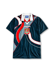Wales 1994/95 away football shirt by Umbro with swirl graphic design and FAW dragon crest