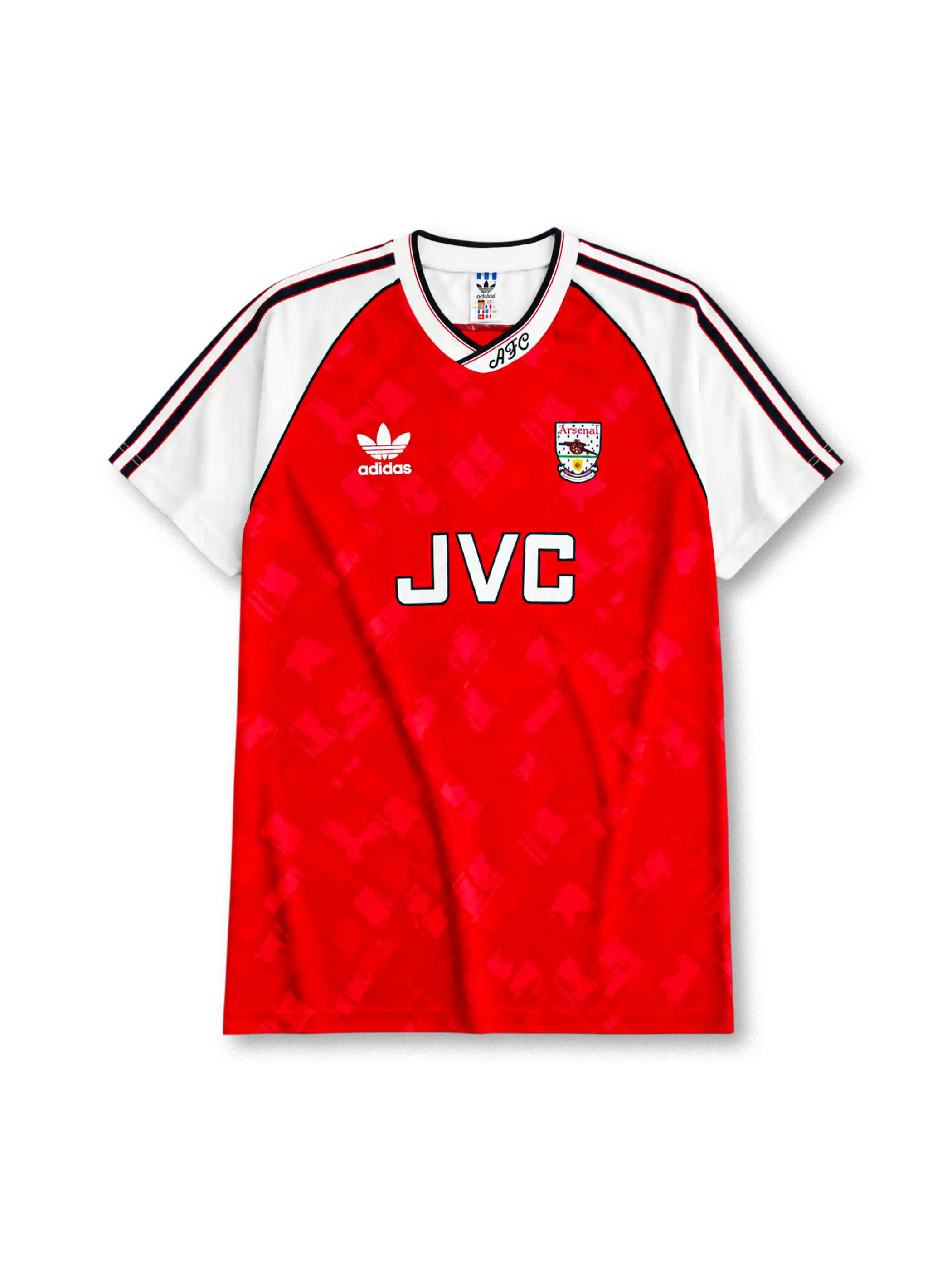 Arsenal 1990/92 home football shirt by Adidas with JVC sponsor logo and cannon crest