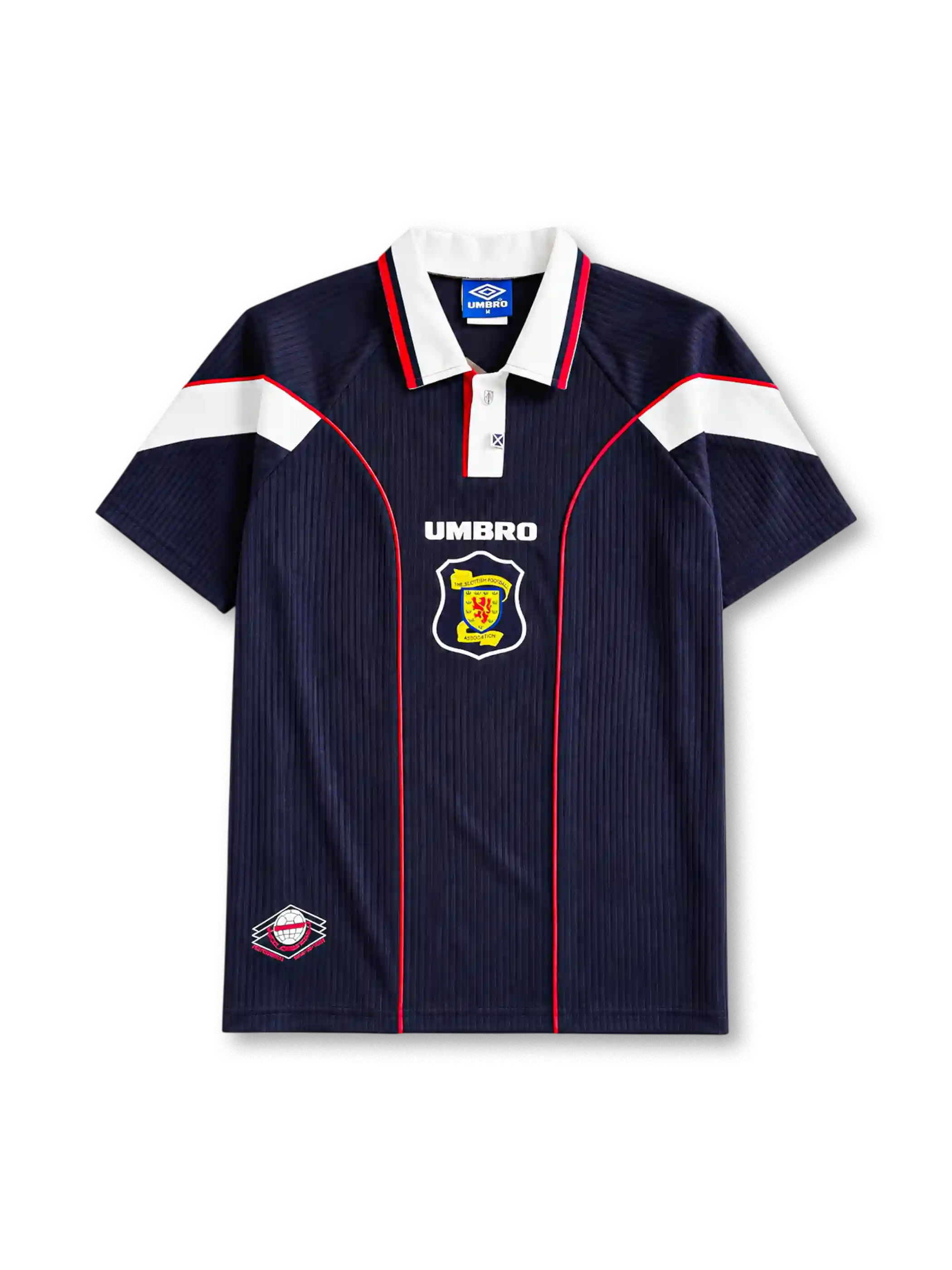 Scotland 1996/98 home football shirt by Umbro with ribbed texture and SFA crest
