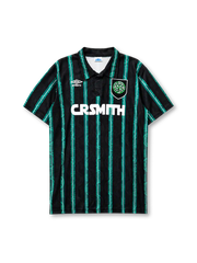 Celtic 1992/93 away football shirt by Umbro with green pinstripes and CR Smith sponsor logo