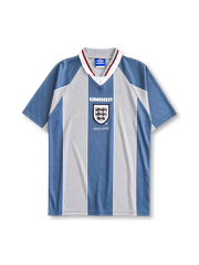 England 1996 away football shirt by Umbro with vertical stripes and Three Lions crest