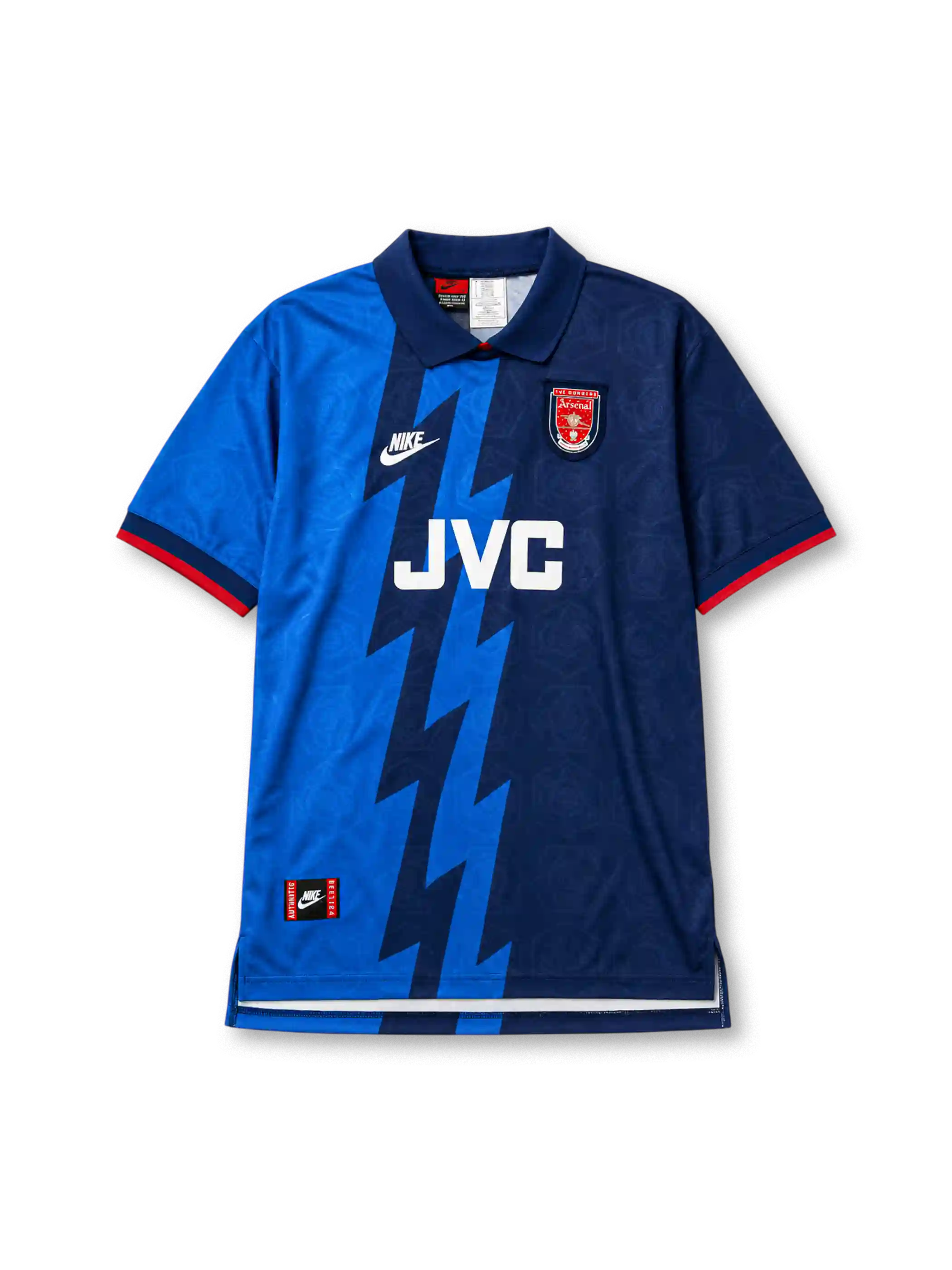 Arsenal 1995 away football shirt by Nike with lightning bolt graphic and JVC sponsor logo