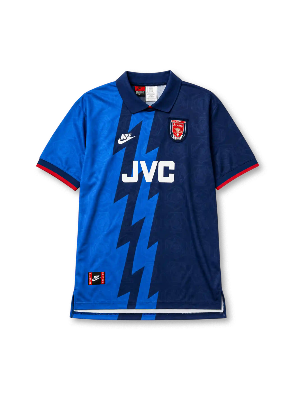 Arsenal 1995 away football shirt by Nike with lightning bolt graphic and JVC sponsor logo