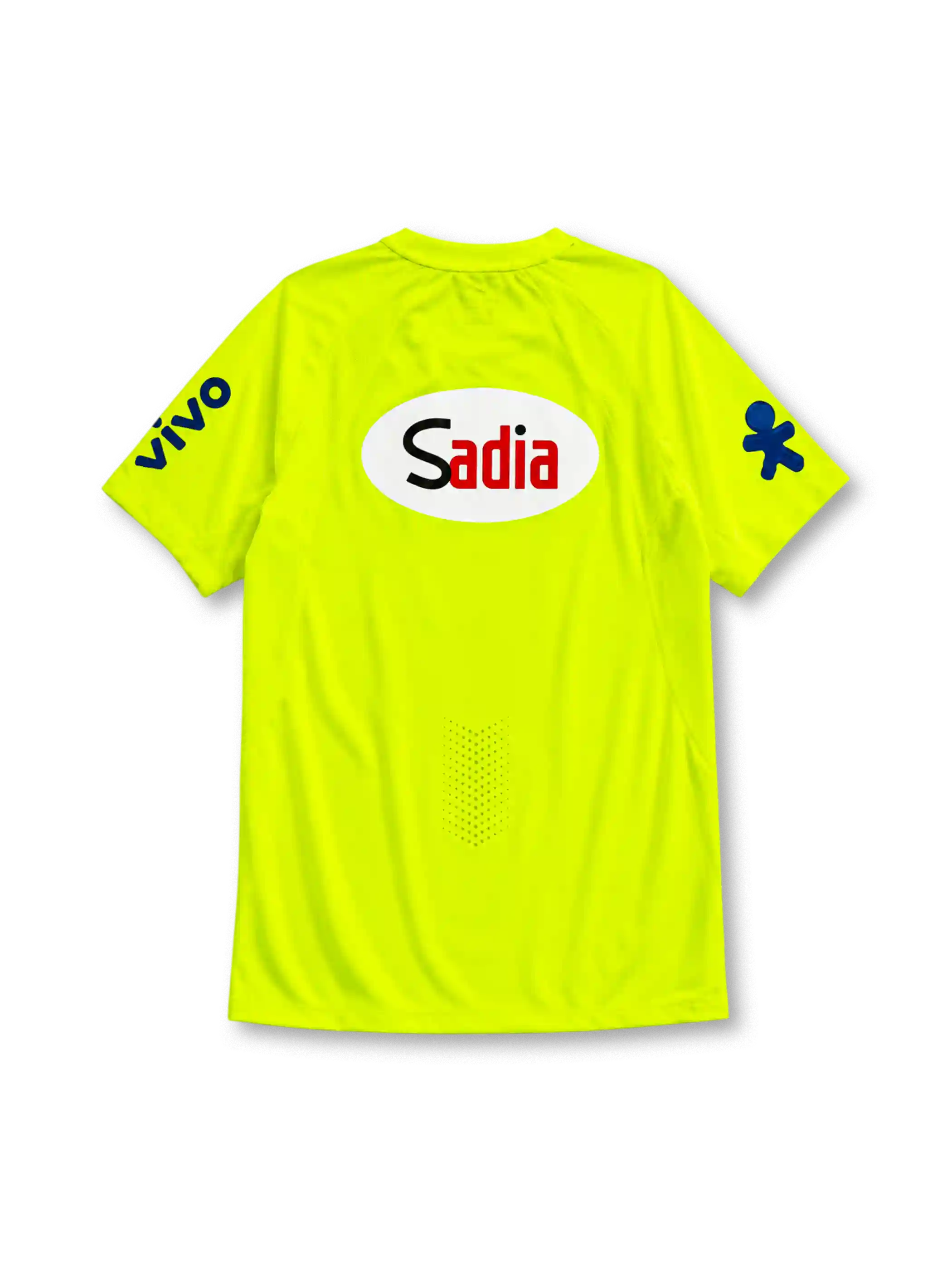 Brazil 2020 training football shirt by Nike in fluorescent yellow-green with multiple sponsor logos