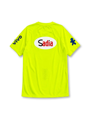 Brazil 2020 training football shirt by Nike in fluorescent yellow-green with multiple sponsor logos