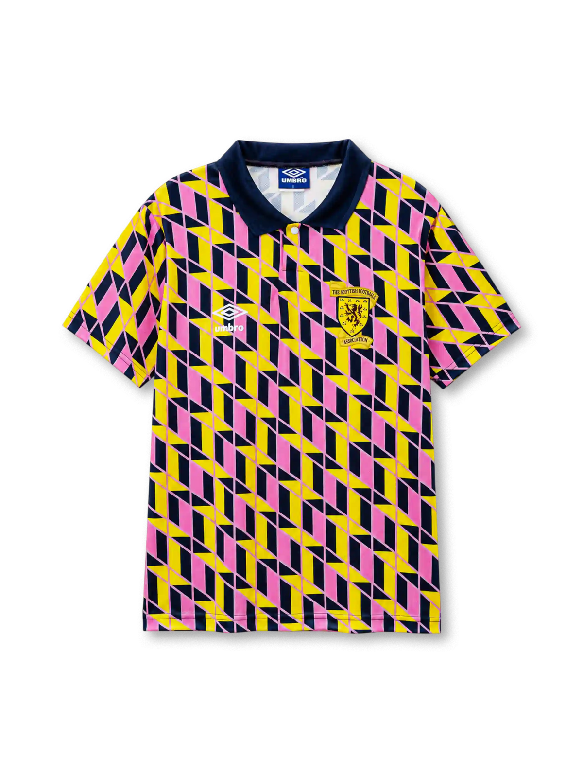 Scotland 1988/89 third football shirt by Umbro with geometric diamond pattern and SFA crest