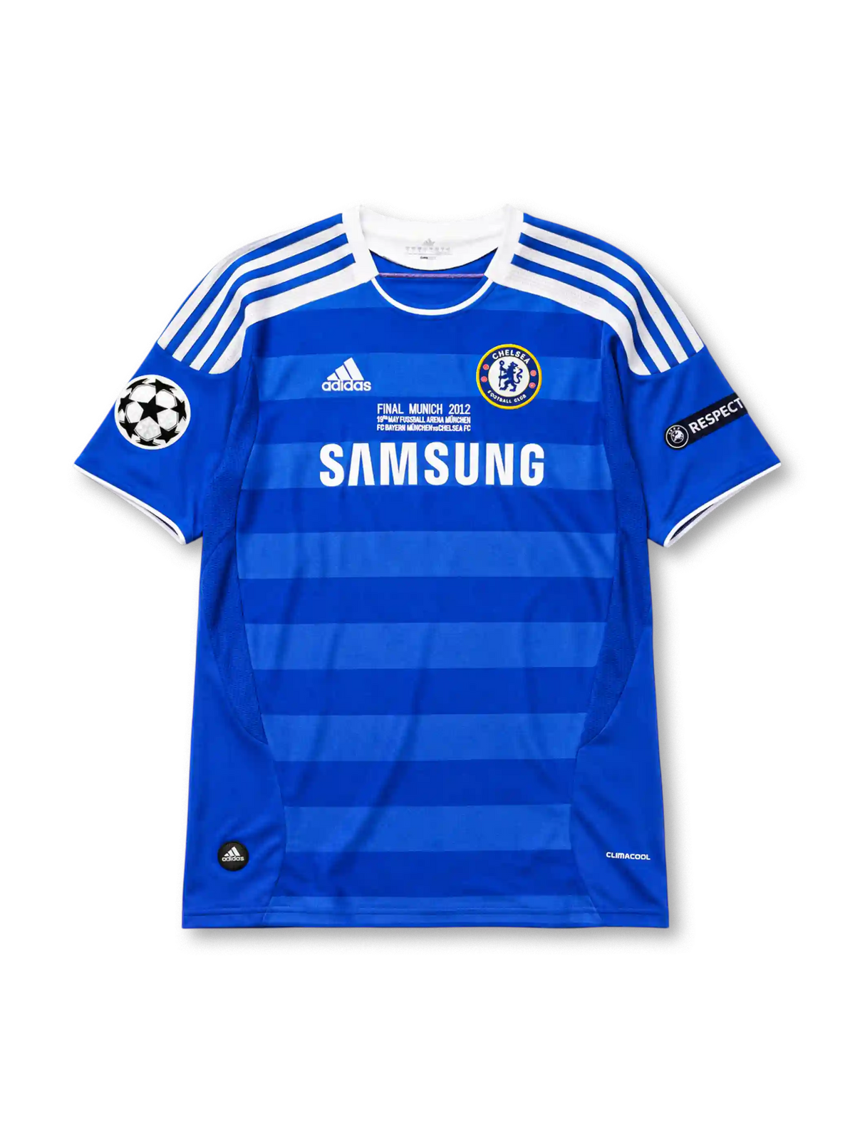 Chelsea 2011/12 home football shirt by Adidas with Final Munich 2012 Champions League final text