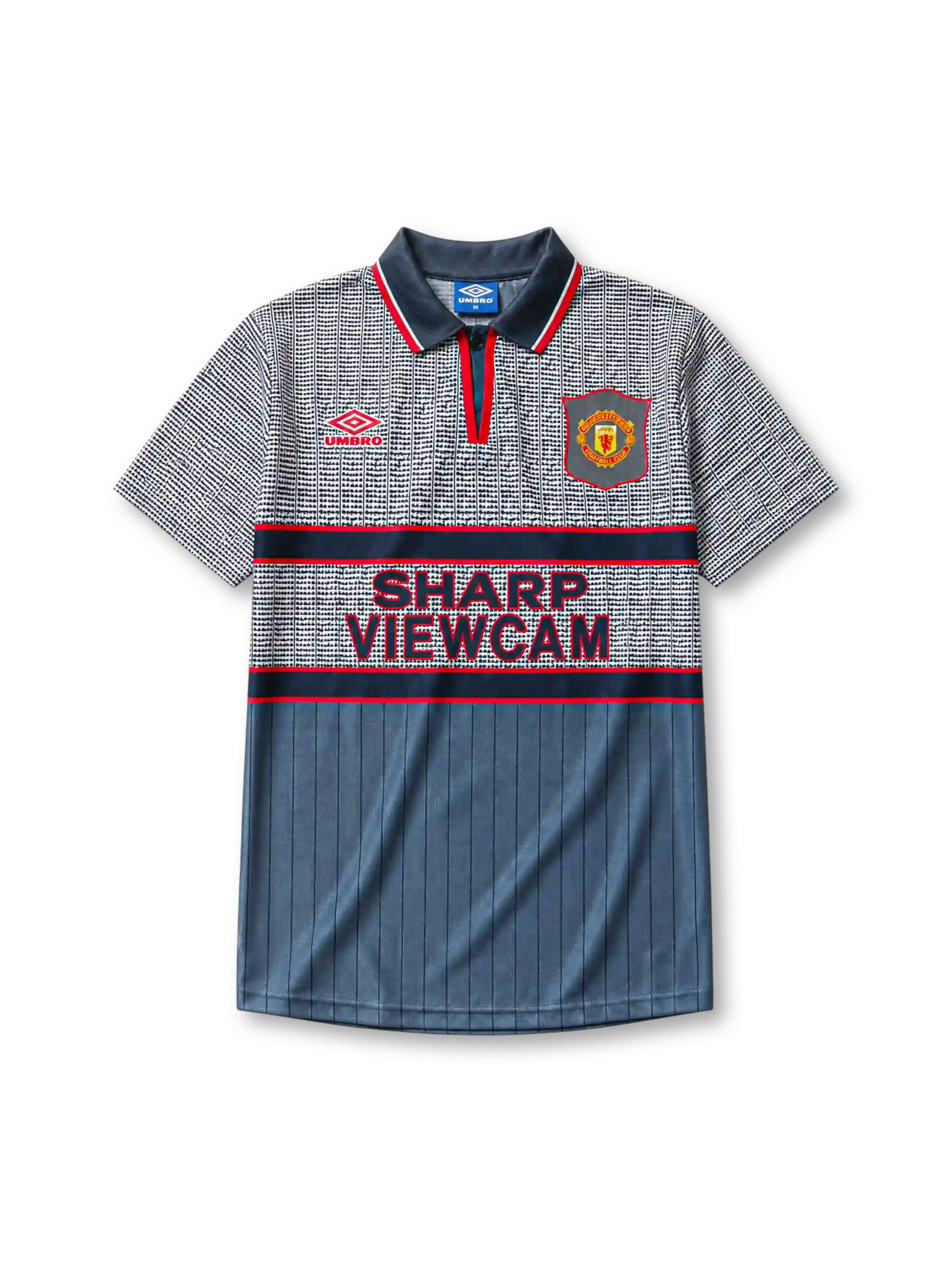 Manchester United 1995/96 away football shirt by Umbro with Sharp Viewcam sponsor logo