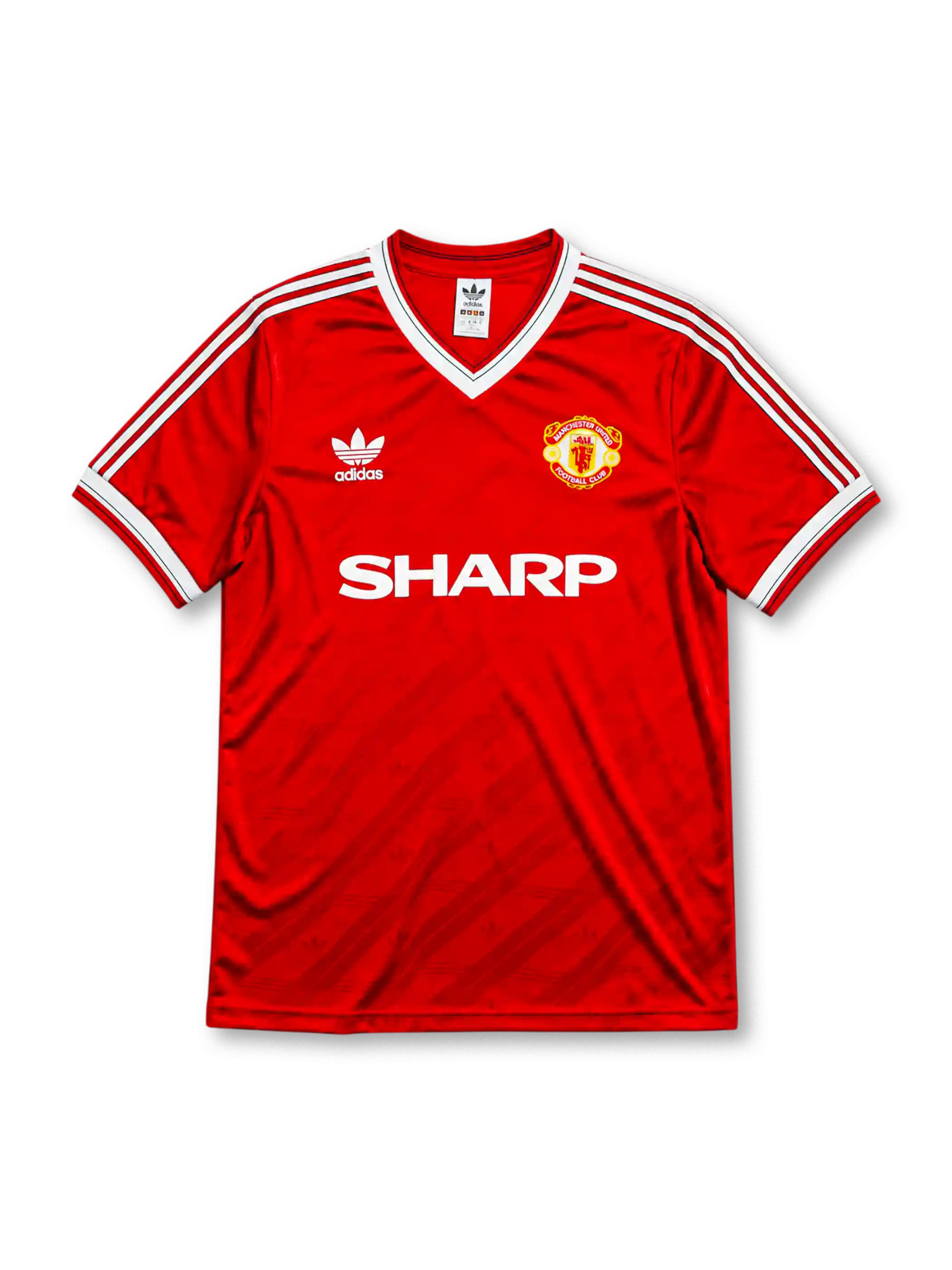 Manchester United 1986/88 home football shirt by Adidas with Sharp sponsor logo