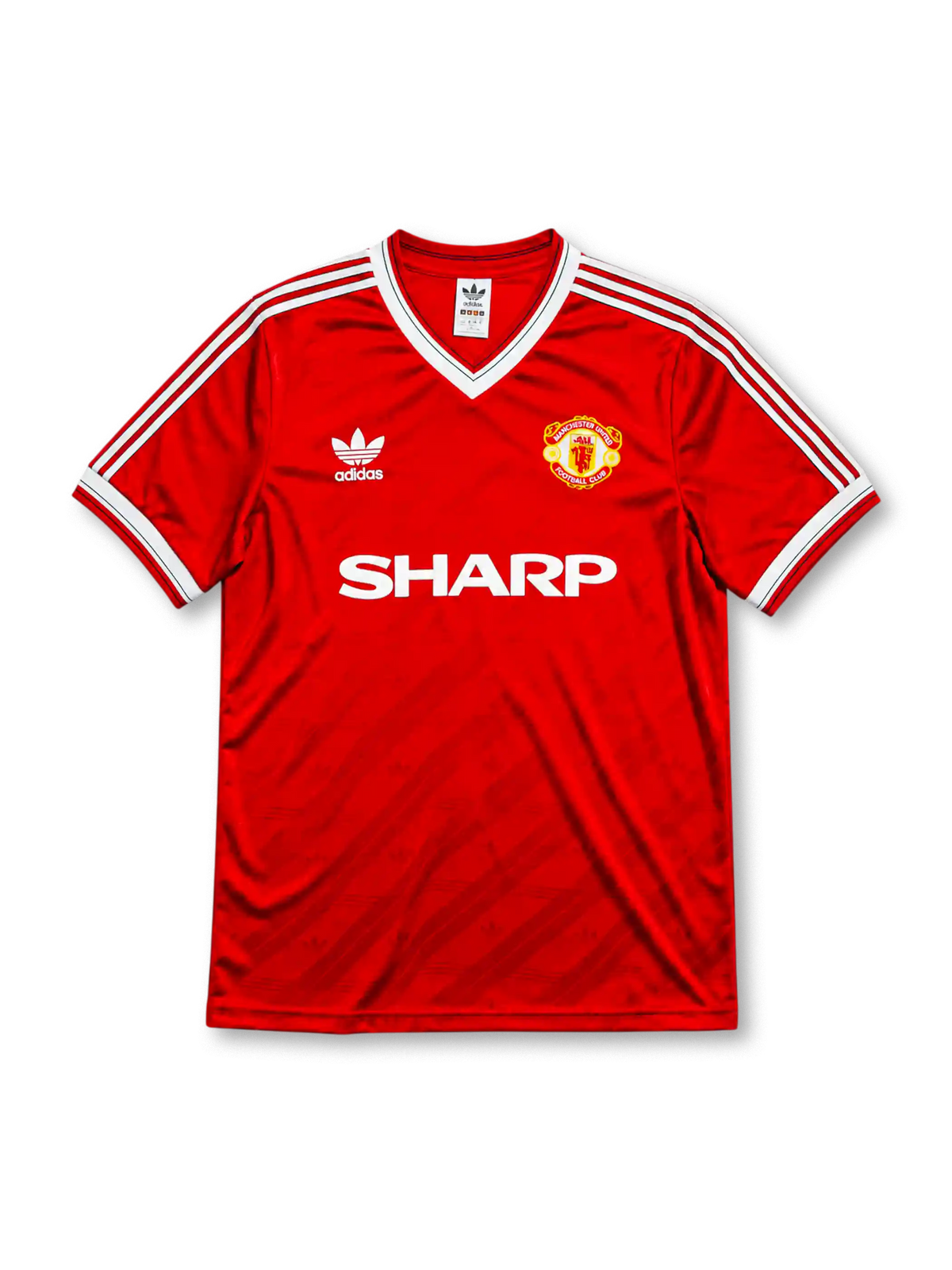 Manchester United 1986/88 home football shirt by Adidas with Sharp sponsor logo