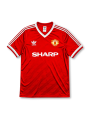 Manchester United 1986/88 home football shirt by Adidas with Sharp sponsor logo