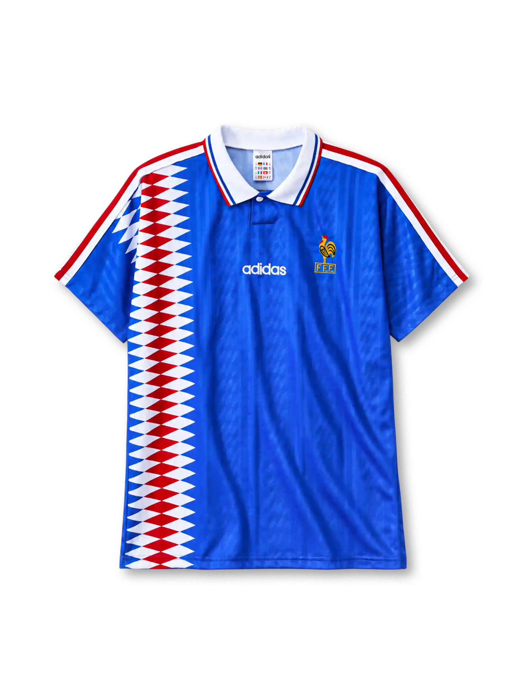 France 1994 home jersey adidas front view blue diamond pattern