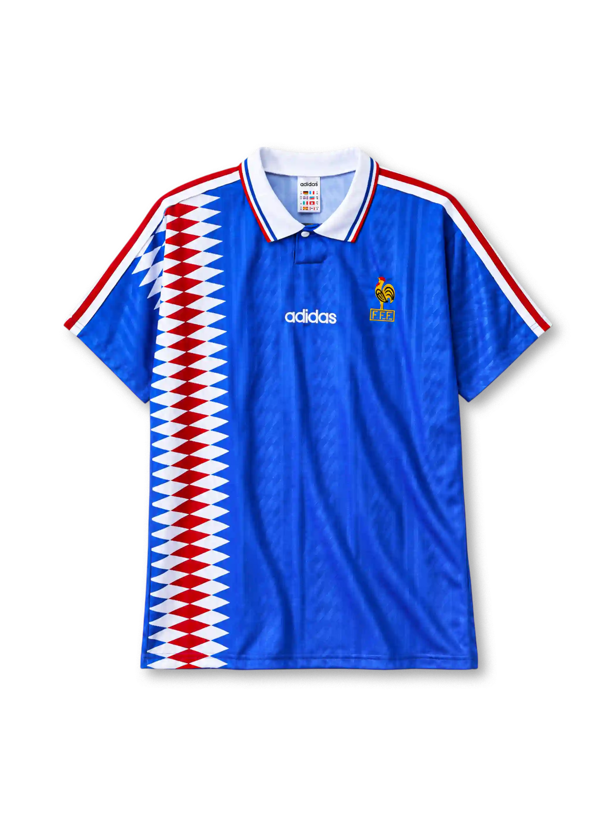 France 1994 home jersey adidas front view blue diamond pattern