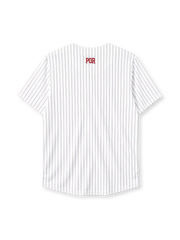 Portugal 2025 white pinstripe baseball jersey with Ronaldo name and number and federation crest