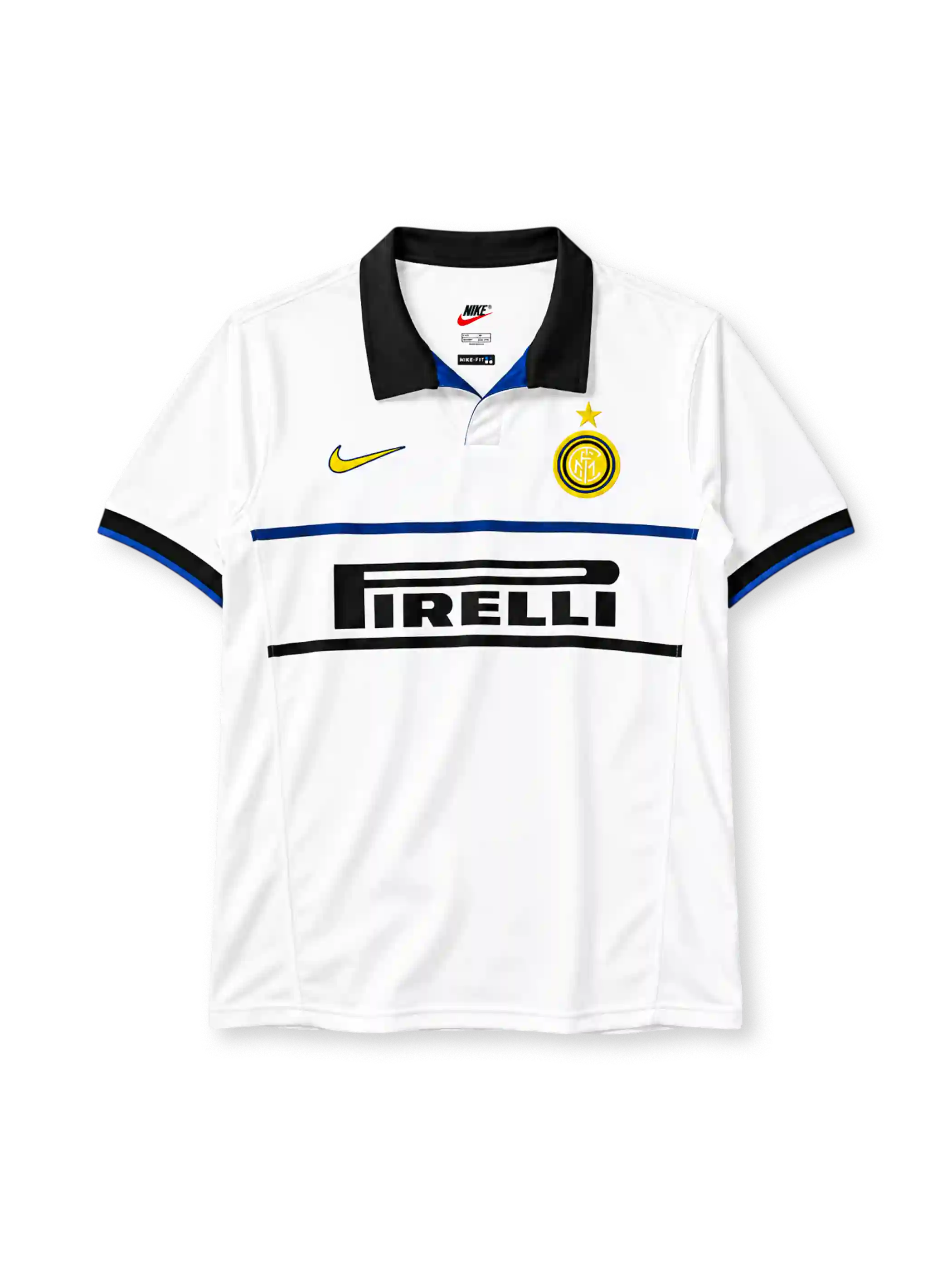 Inter Milan 1998-99 away jersey Nike front view white black collar