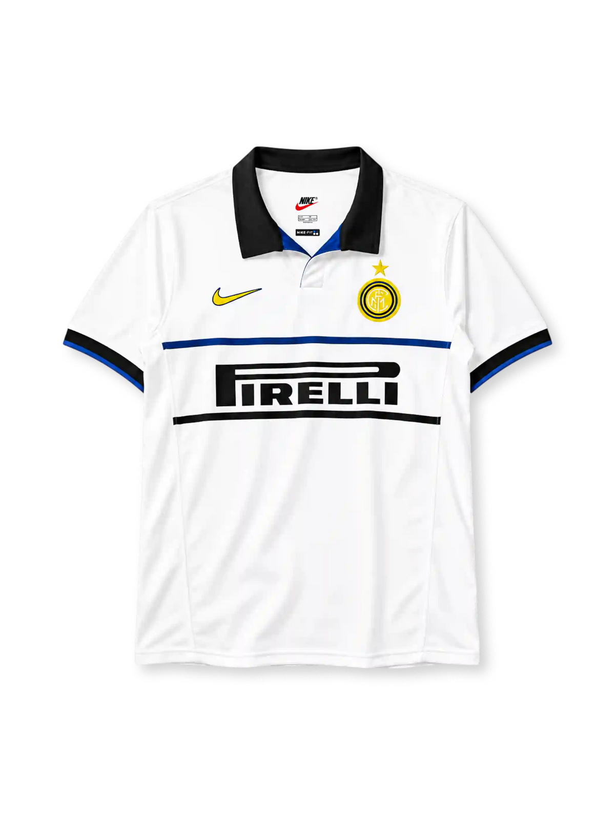 Inter Milan 1998-99 away jersey Nike front view white black collar