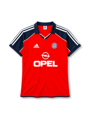 Bayern Munich 2000-01 home jersey adidas front view red navy sleeves