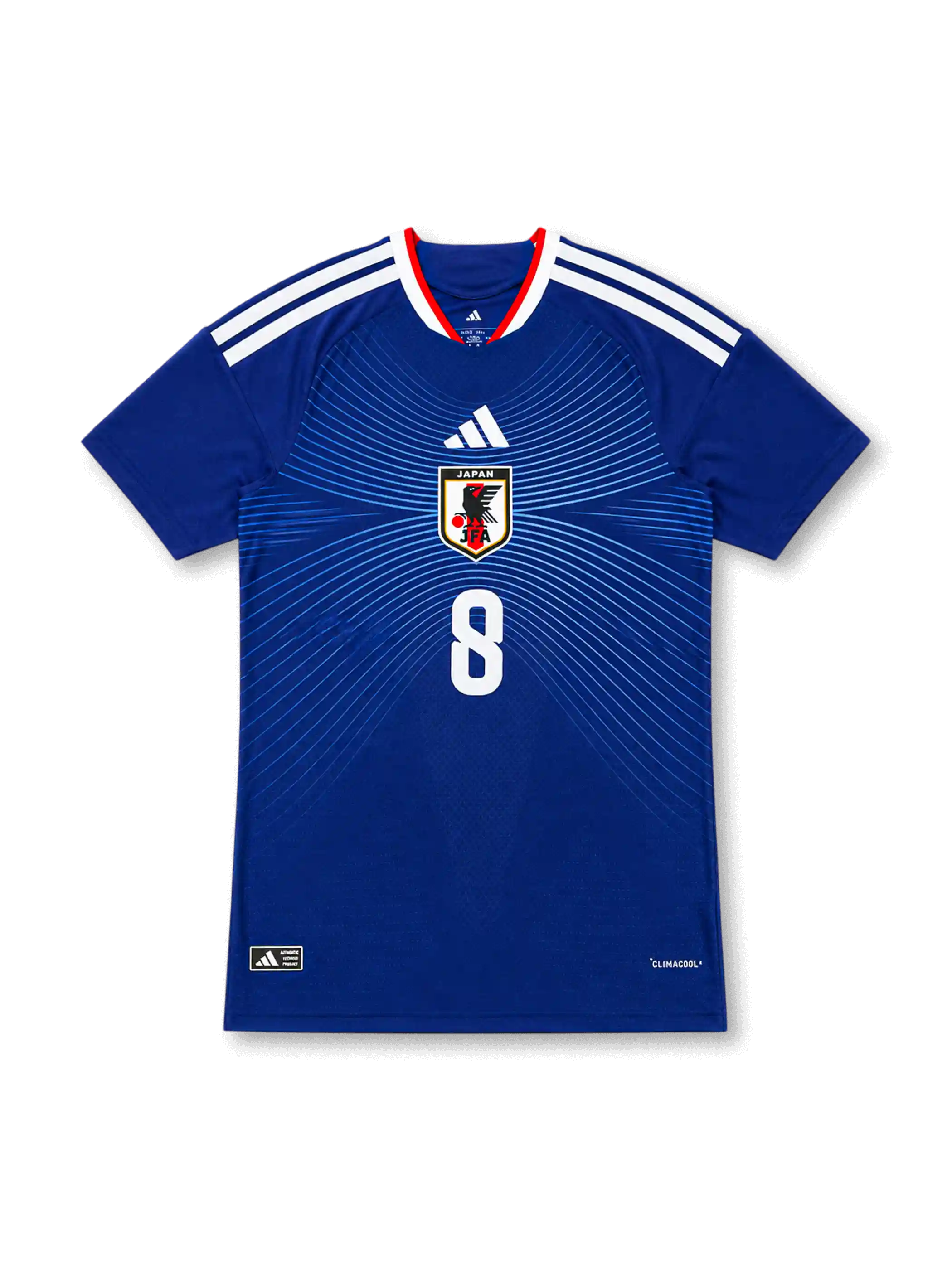 Japan 2026 home authentic blue football shirt with MINAMINO name and number 8