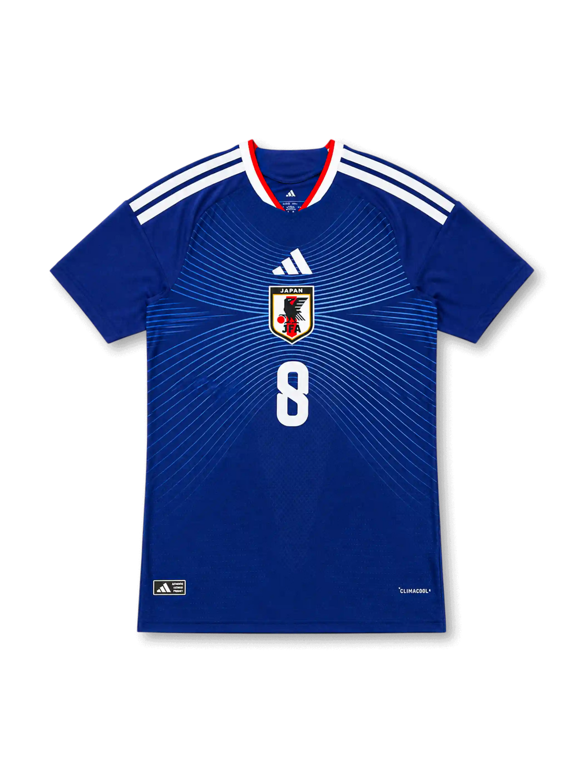 Japan 2026 home authentic blue football shirt with MINAMINO name and number 8