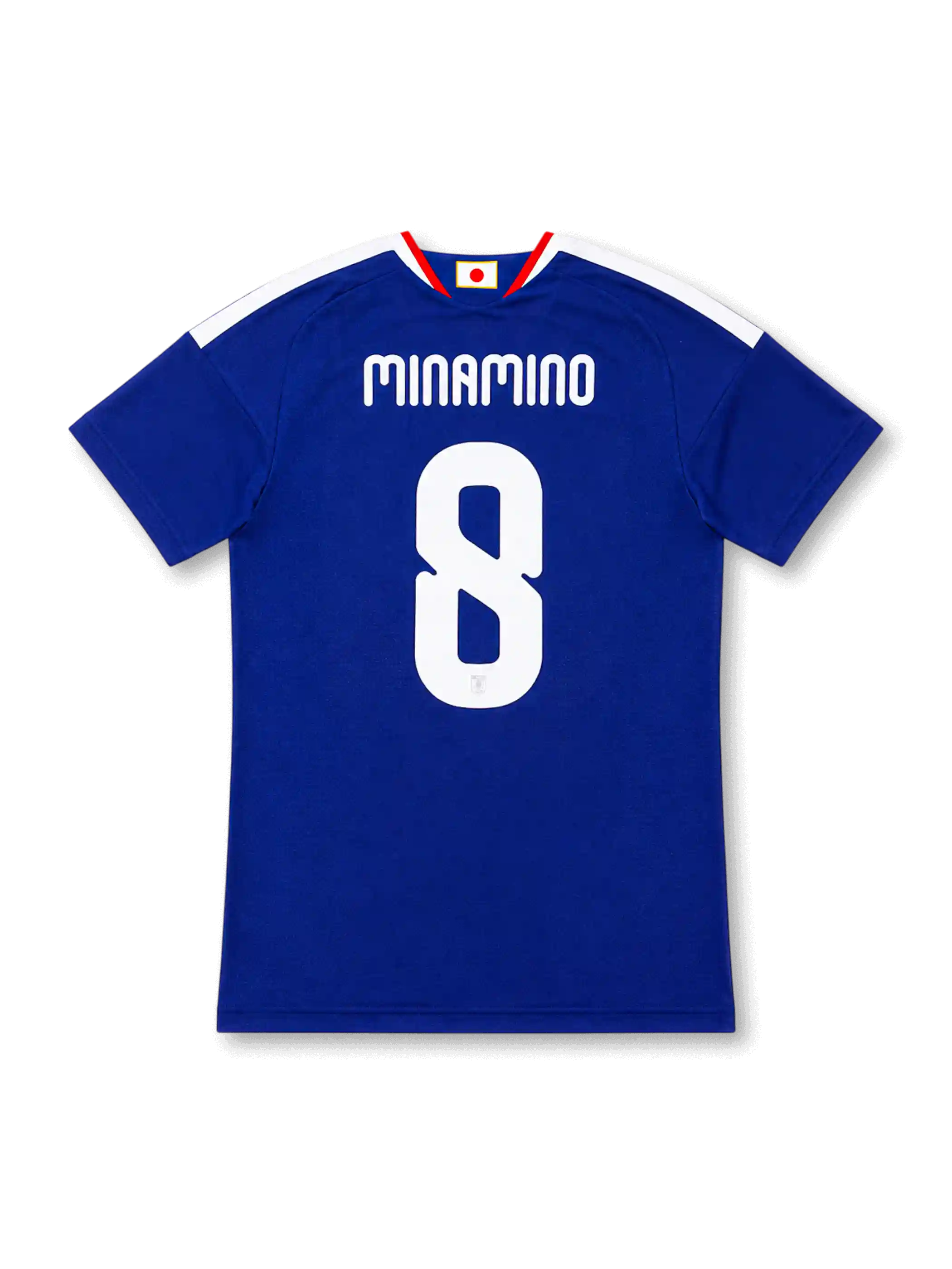 Japan 2026 home authentic blue football shirt with MINAMINO name and number 8