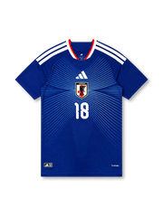 Japan 2026 home authentic blue football shirt with AYASE name and number 18