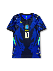 Front view of Brazil 2026 away shirt with Neymar Jr #10, CBF crest with five stars, and Jumpman logo.