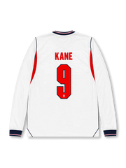 Back view of England 2026 home long sleeve shirt with KANE name-set and number 9.
