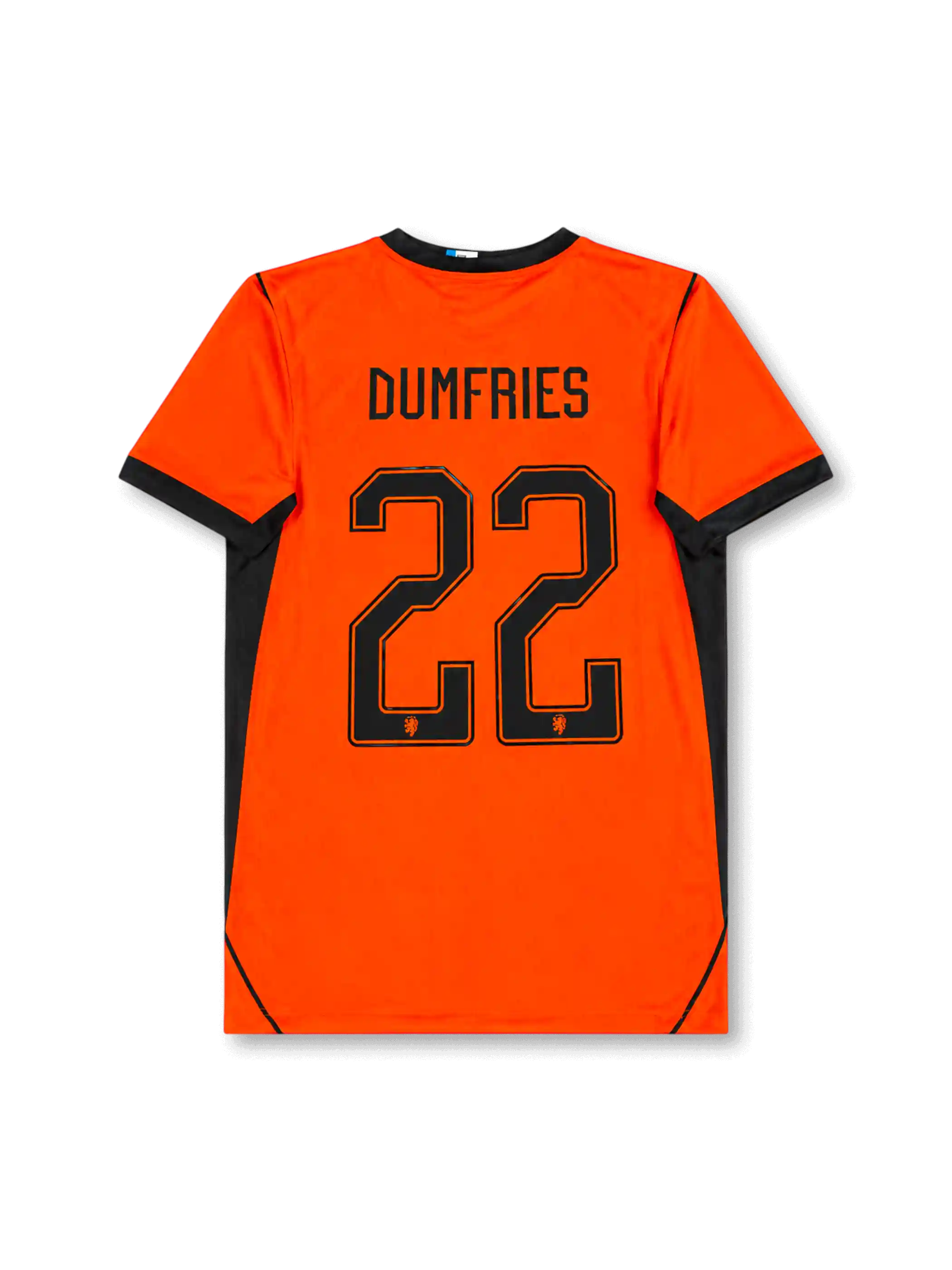 Back view of Netherlands 2026 home shirt with DUMFRIES name-set and number 22.