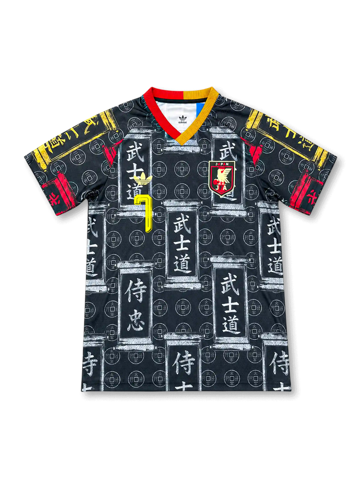Japan commemorative black football jersey with MITOMA name, number 7 and samurai-inspired Japanese graphics