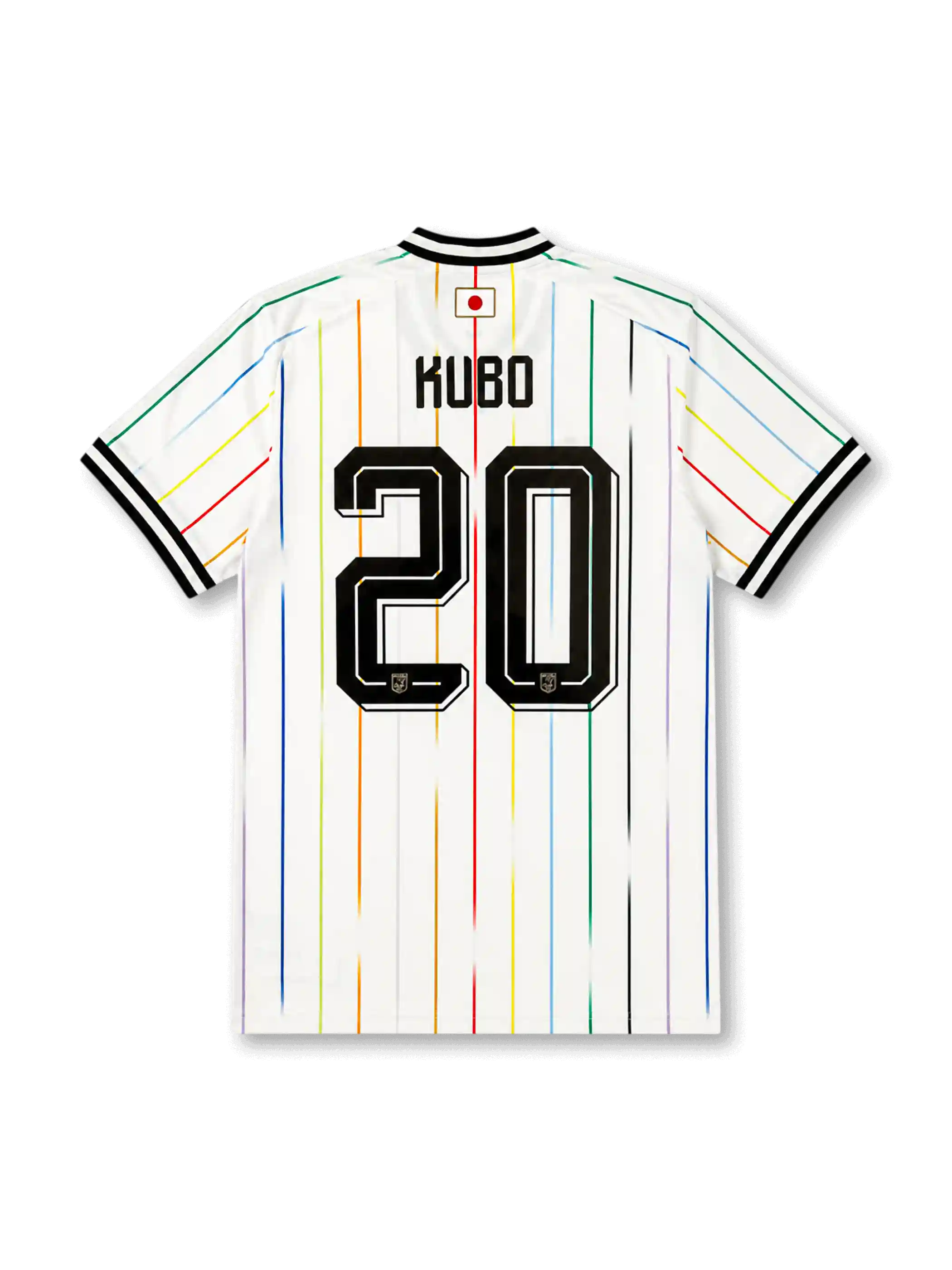 Japan 2026 away replica football jersey in white with Takefusa Kubo name and number 20