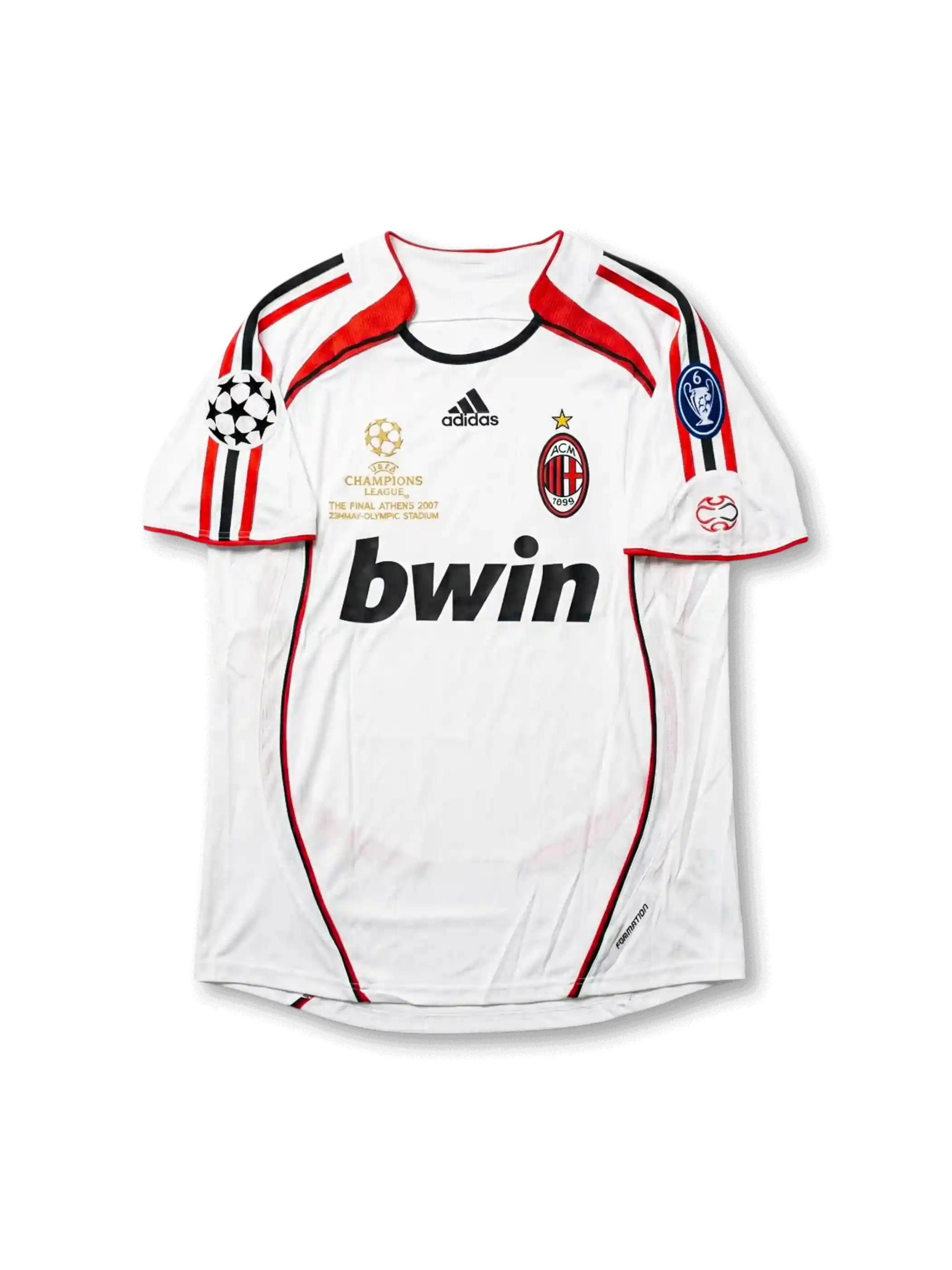 Back view of AC Milan 2007 Champions League Final away shirt with RONALDO name set and large red number 99.