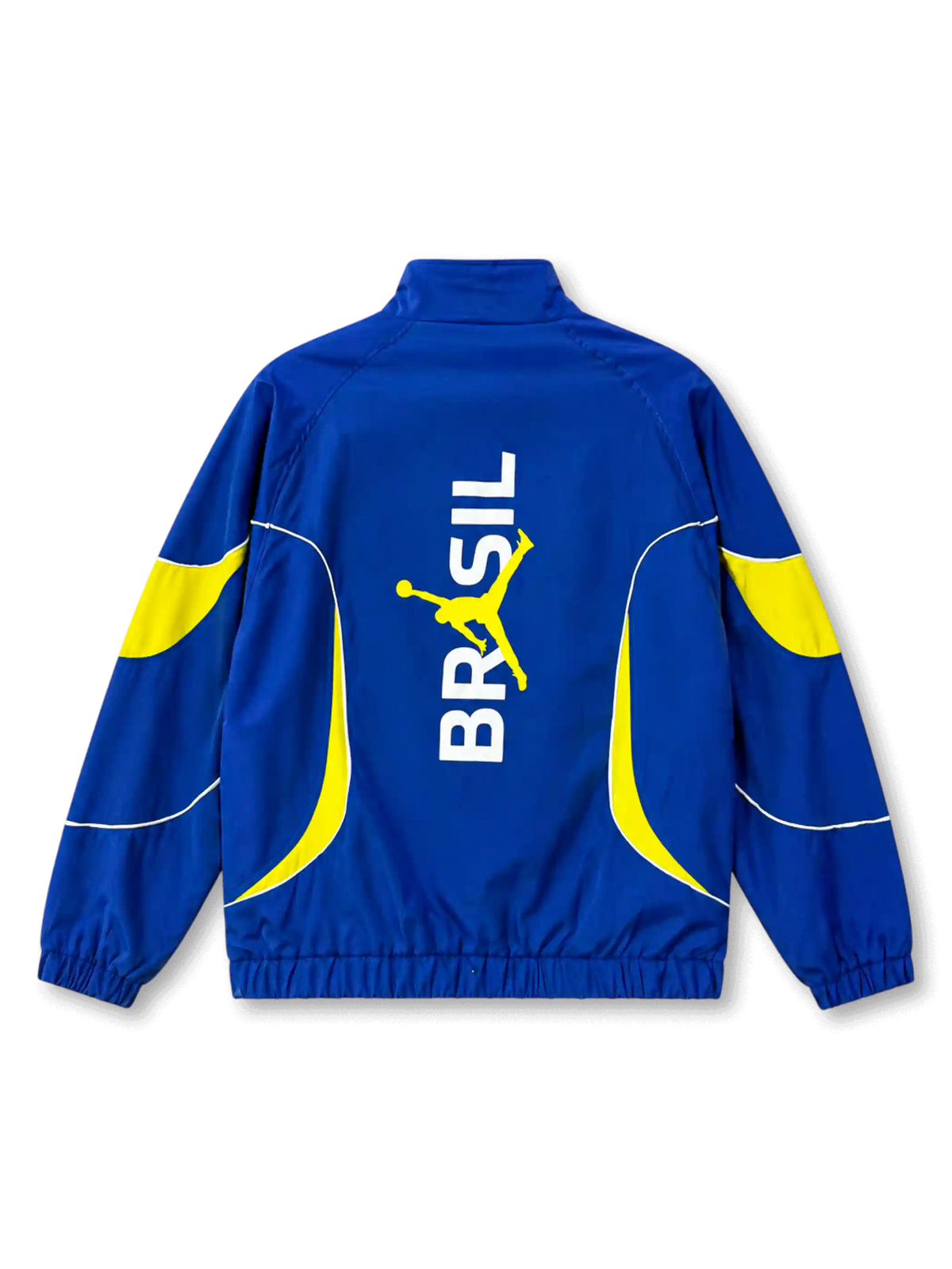 Brazil x Jordan anthem track jacket back with large BRASIL Jumpman wordmark graphic