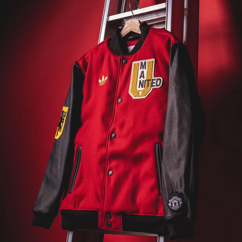 Old Trafford Red. Letterman Ready.Manchester United Originals Varsity Jacket
