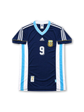 Argentina 1998 World Cup Away Jersey Gabriel Batistuta #9, retro Argentina national team soccer shirt featuring the 1998 World Cup away design, player name and number 9.