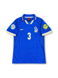 Italy 1996 home jersey featuring Paolo Maldini #3, classic Nike Azzurri blue shirt with white and gold trim on the collar and sleeve cuffs, Italian national team crest, white number 3 on the front, and MALDINI name and number 3 on the back, reflecting the iconic UEFA Euro 1996 design.