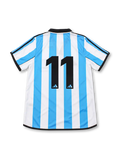 Racing Club 2000-01 home jersey by adidas featuring sky-blue and white vertical stripes, black polo collar, embroidered club crest and commemorative chest badge.